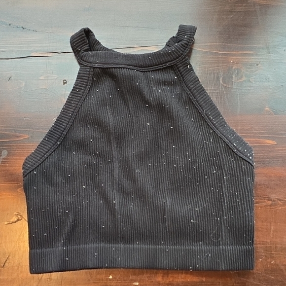 aerie Tops - Aerie Black Ribbed Sleeveless Crop Tank